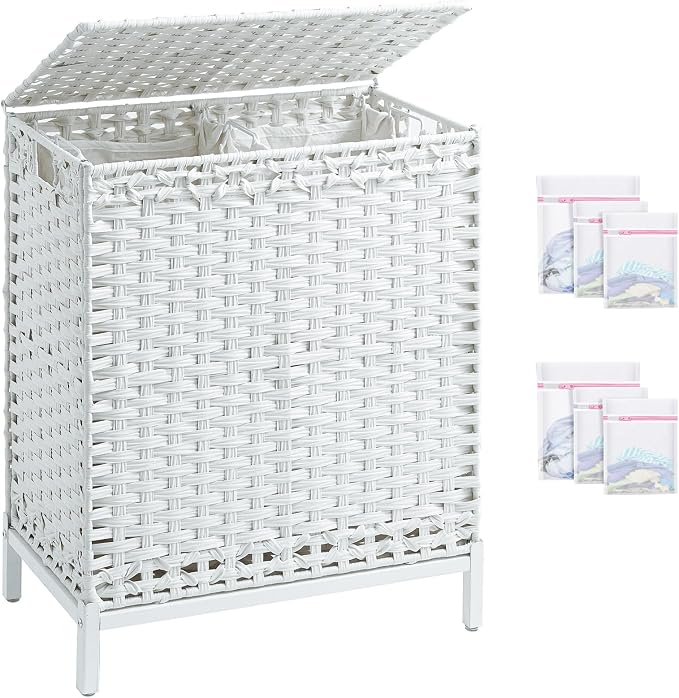 SETVSON Laundry Hamper with Lid, 112 L Handwoven Rattan Wicker Laundry Basket by SETVSON