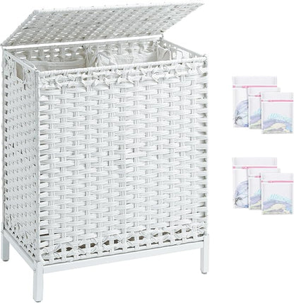 SETVSON Laundry Hamper with Lid, 112 L Handwoven Rattan Wicker Laundry Basket by SETVSON