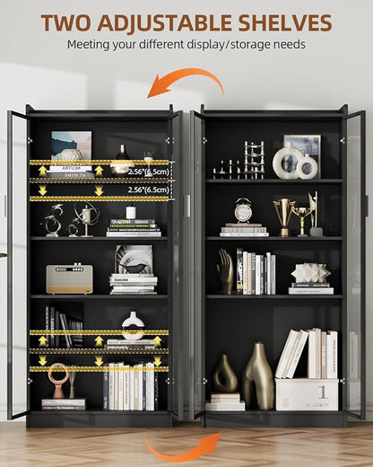 Display Cabinet with Glass Doors and Shelves, 5 Tier Display Case - Image 5