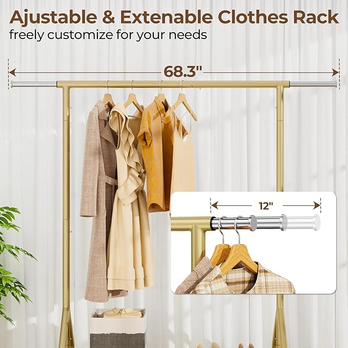 Heavy Duty Clothes Rack Load 450 LBS, Metal Garment Rack, Standing Rolling - Image 3
