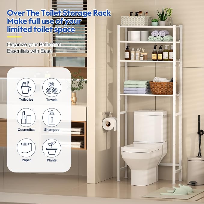 samstar 4 Tier Over The Toilet Storage Rack, Bathroom Organizer Shelves Cabinet - Image 3