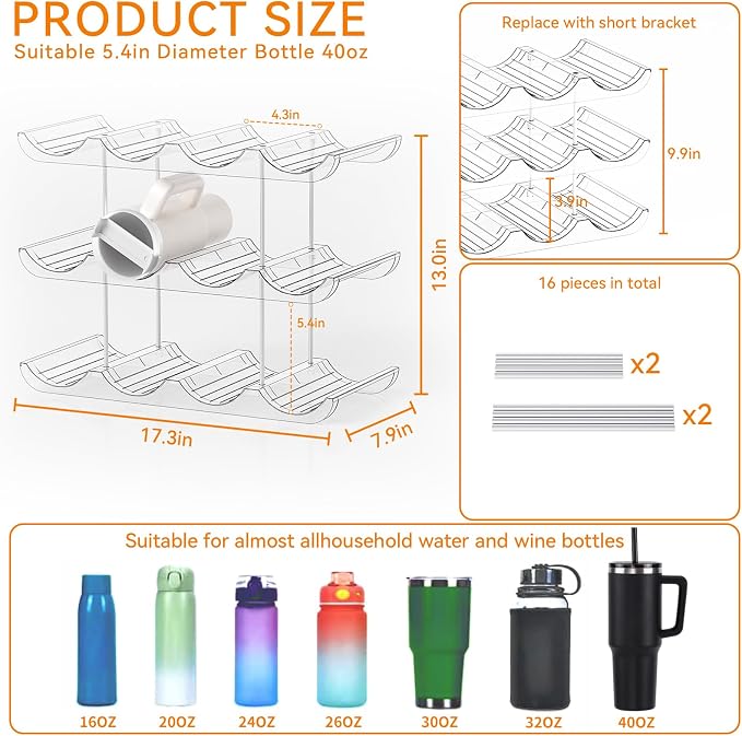 Yieach 3 Tier Stackable Water Bottle Organizer - Image 2