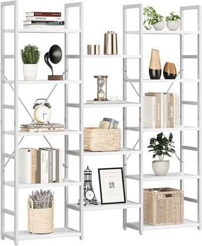 NUMENN Triple Column 5 Tier Bookshelf, Bookcase by NUMENN
