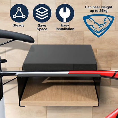 MOSHAY Bicycle Wall Mount S-Rack Bicycle Holder Aluminium Wood - Image 2