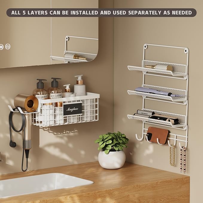 Hair Dryer Holder Wall Mounted, Adheisve Hair Styling Tool Organizer - Image 4