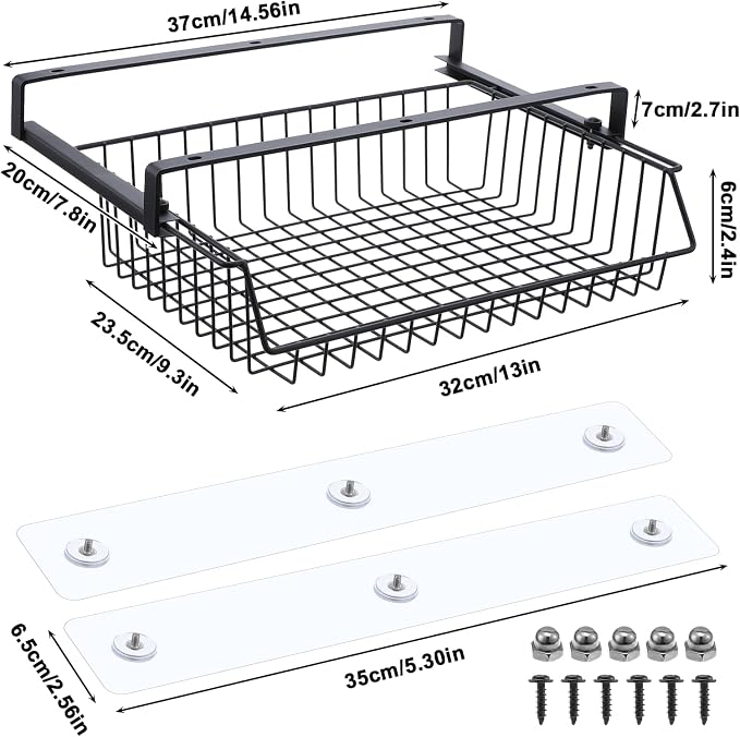 Under Desk Drawer, Slide Out Design, No Drill Metal Under Desk Cable Management - Image 2