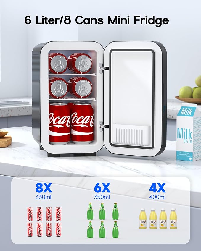 Mini Fridge, 6 Liter / 8 Can Small Fridge - Image 2