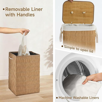 Laundry Hamper with Lid, 18.72 Gallons Laundry Basket with 2 Removable Liner - Image 7