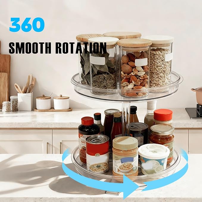 2 Tier Lazy Susan Organizer, 9.7 Inch Lazy Susan Turntable - Image 2