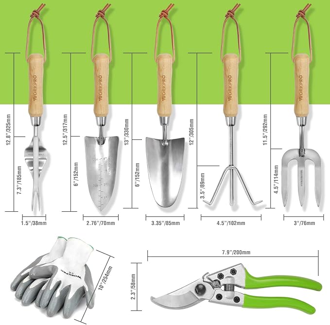 WORKPRO Garden Tools Set, 8 Piece, Stainless Steel Heavy Duty Gardening Tools - Image 6