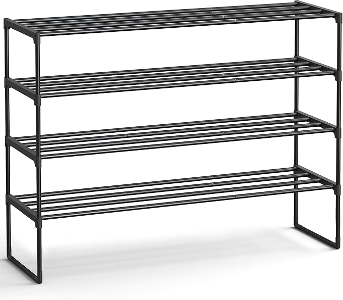 SONGMICS Shoe Rack, 4-Tier Shoe Organizer, Metal Storage Shelf, Upright or by Unknown