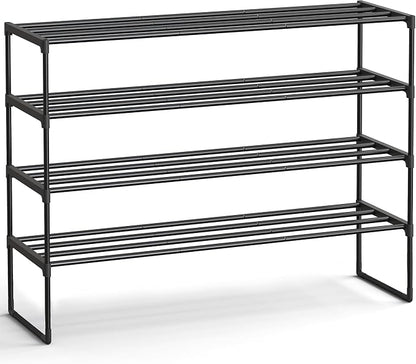 SONGMICS Shoe Rack, 4-Tier Shoe Organizer, Metal Storage Shelf, Upright or by Unknown