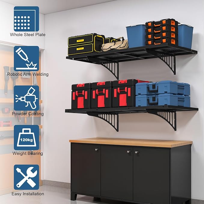 Garage Wall Shelving Heavy Duty, 43.3" Floating Shelves 264lbs Capacity - Image 3