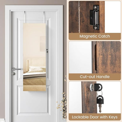 CHARMAID Jewelry Cabinet Wall or Door Mounted, Hanging Lockable Jewelry Armoire - Image 8