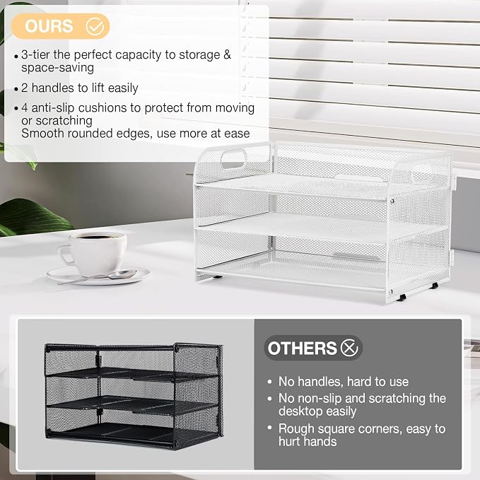 3-Tier Letter Tray Paper Organizer - Image 3