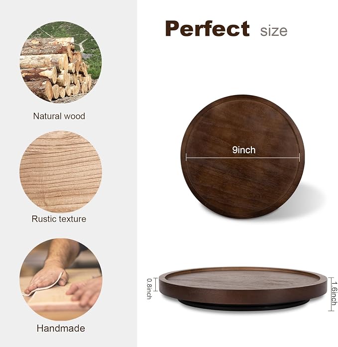 Wood Lazy Susan Organizer Kitchen Turntable - Image 3
