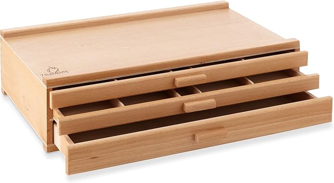7 Elements 3 Drawer Wooden Artist Storage Supply Box by 7Elements