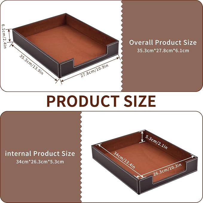 Leather Letter Tray, Office Supplies Desk Organizer - Image 7