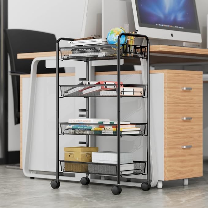4-Tier Mesh Rolling Cart - Image 2