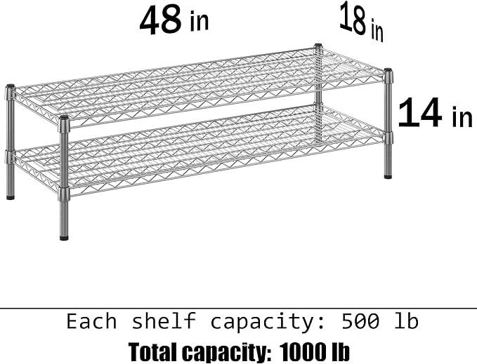 18" Deep x 48" Wide x 14" Height Wire Shelving Kit | 2-Tier | NSF Commercial - Image 3