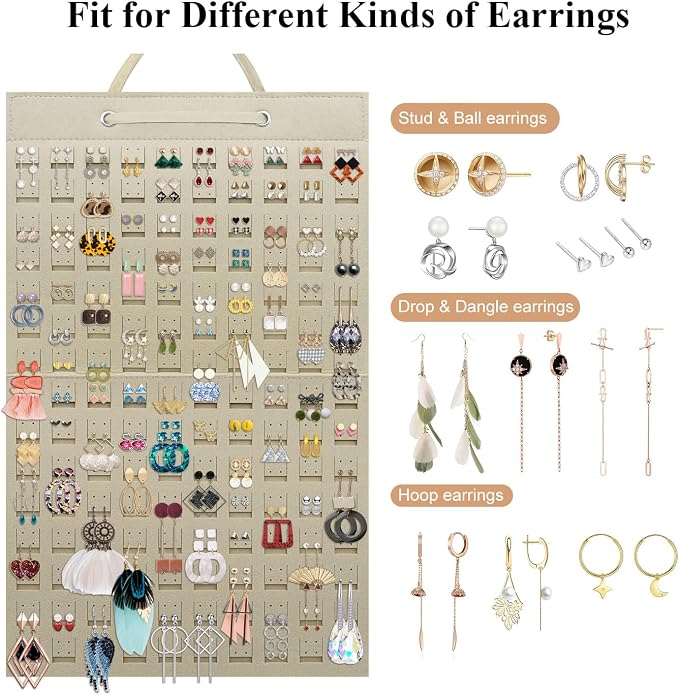 Earrings Organizer, Hanging Earring Holder Holds Up to 300 Pairs, Stud Earring - Image 3