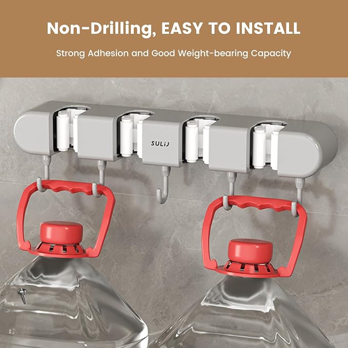 2Pcs Broom Holder Wall Mount, No-Drilling Self-Adhesive Mop and Broom Storage - Image 7