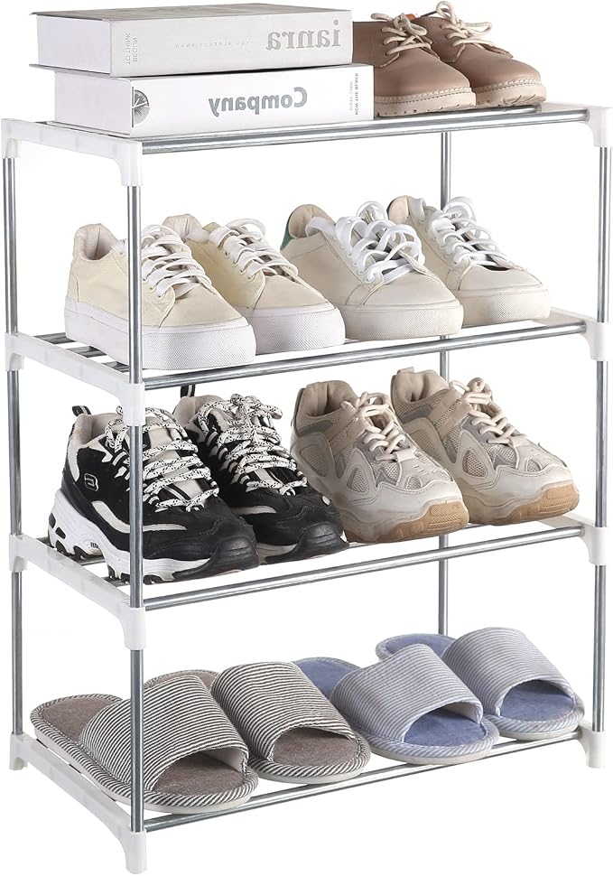 Small Shoe Rack, Narrow Stackable Shoe Shelf Organizer | by Fouews