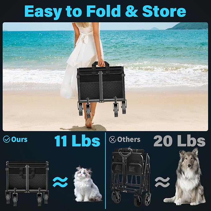 Collapsible Wagon Cart with Wheels Foldable: 360LBS Heavy Duty Folding Utility - Image 3