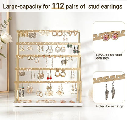 Mkono 5-Tier Earring Holder Organizer Metal Jewelry Display Stand - Image 2
