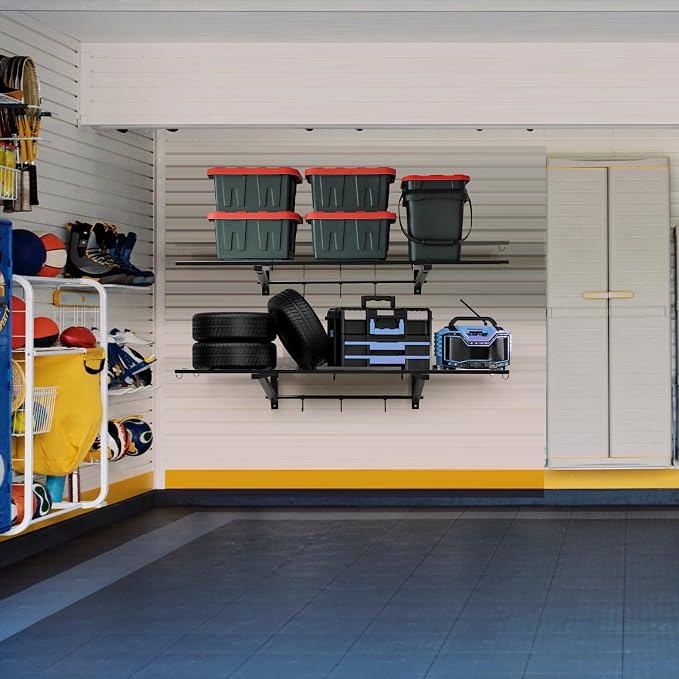 2-Pack 1.6X4 FT Garage Shelving Wall Mounted Holds Up to 800 Lbs Heavy Duty - Image 5