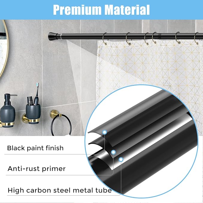 AIZESI 2Pack Tension Curtain Rod 28-48 Inch No Drilling Adjustable, No Slip - Image 5