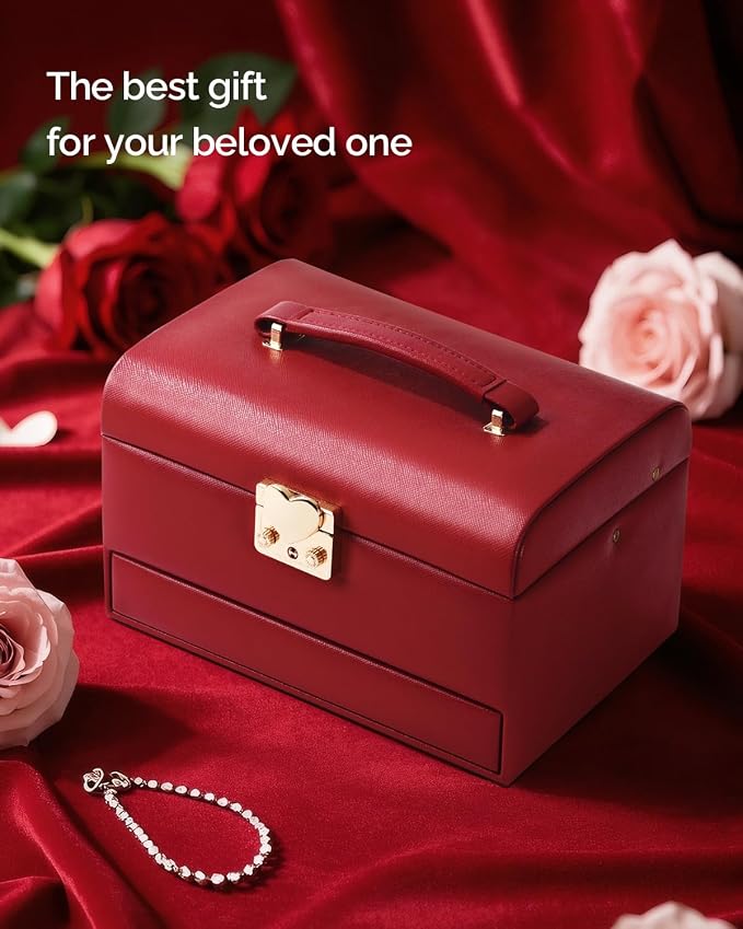CASEGRACE Jewelry Box, 3 Layers Leather Jewelry Storage Box - Image 6