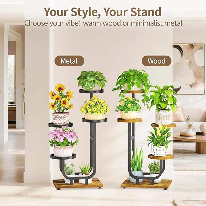LASZOLA Black 4 Tier Tall Metal Plant Stand Indoor, Large Heavy Duty Planter - Image 7