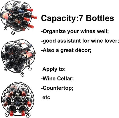 PAG 7 Bottles Freestanding Countertop Wine Rack, Metal Small Table Top Wine Rack - Image 4