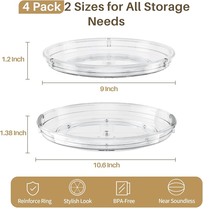 LAMU 4 Pack Lazy Susan Organizer Turntable - Image 2