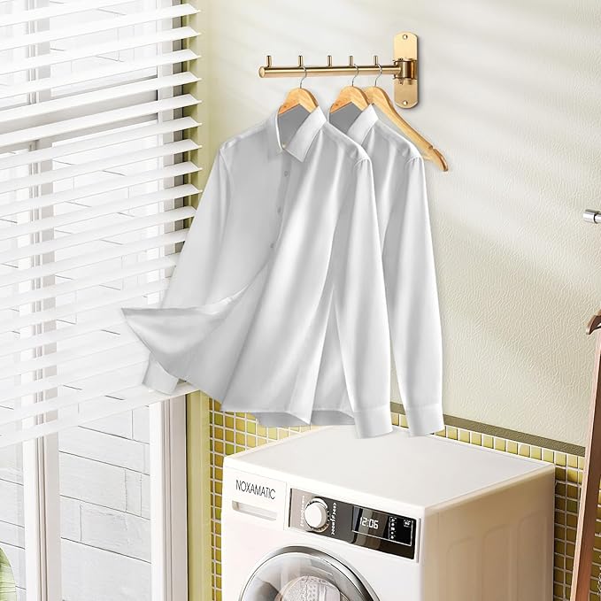 Sumnacon Clothes Rack, Wall Mounted Clothes Hanging Organizer, Drying Rack - Image 2