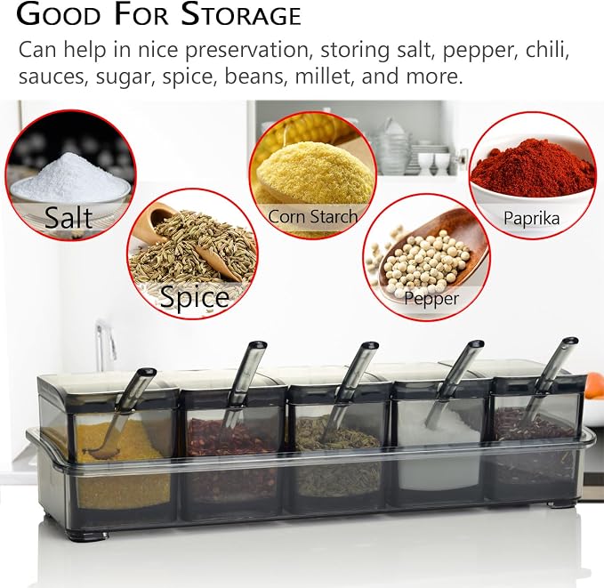 V·RESOURCING Clear Seasoning Box, 5 Pieces Clear Seasoning Storage Container - Image 5