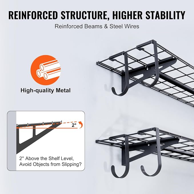VEVOR Garage Shelving Wall Mounted, 1 x 4 ft Heavy Duty Shelves, 400 lbs Load - Image 5