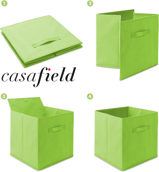Casafield Set of 6 Collapsible Fabric Cube Storage Bins, Lime Green - Image 6