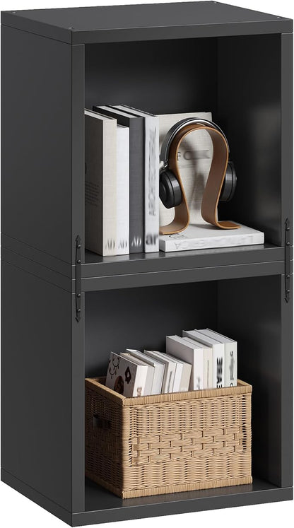 Homkdom 2 Cube Bookshelf Organizer, DIY Wooden Open Book Shelf by ElevateYourHome%EF%BC%8CEnhanceEver