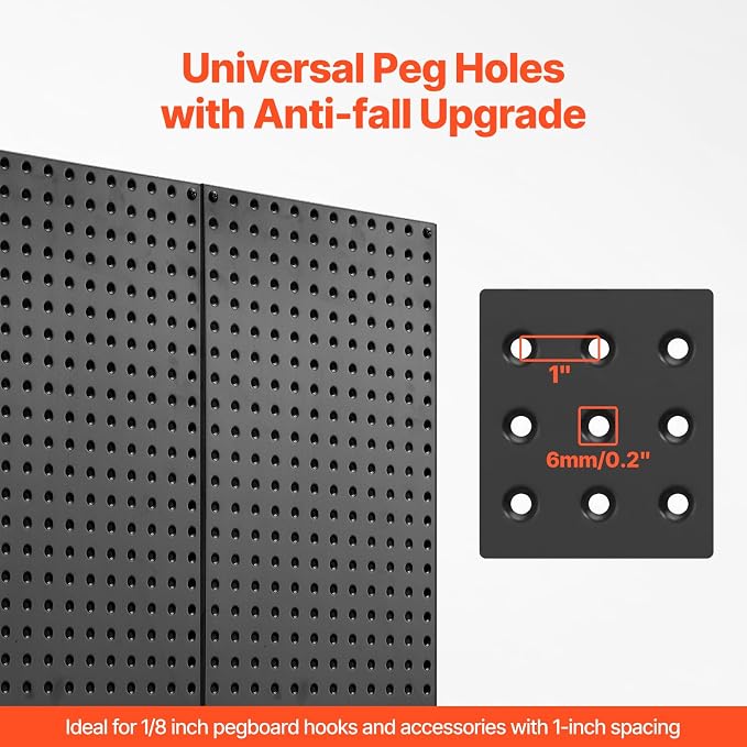 VEVOR Metal Pegboard Panels, 2 Panels, Heavy Duty Steel Peg Board Wall Organizer - Image 5
