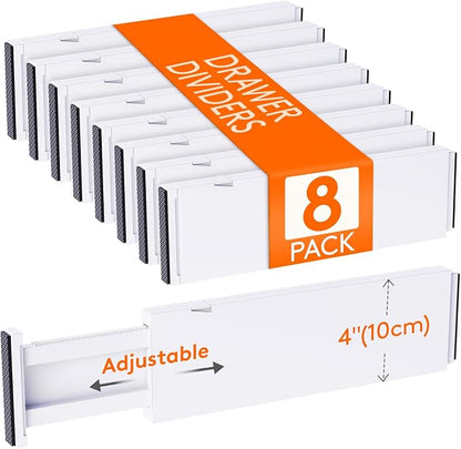 Lifewit 8 Pack Drawer Dividers Plastic 4" High, 13.5-22" Adjustable Drawer by Lifewit