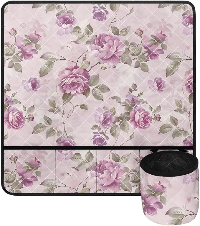 Pink Rose Floral Sewing Machine Mat Non Slip Stitching Device Carrying Pad - Image 5