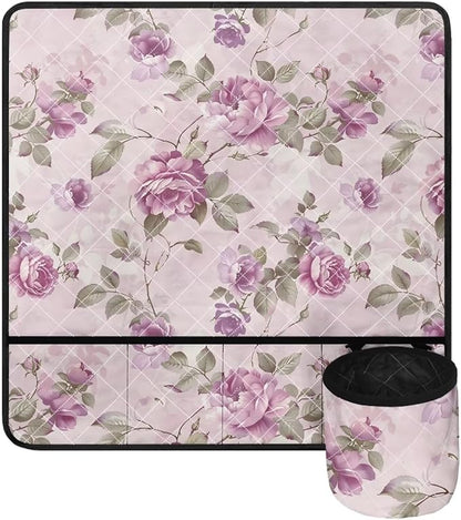 Pink Rose Floral Sewing Machine Mat Non Slip Stitching Device Carrying Pad - Image 5