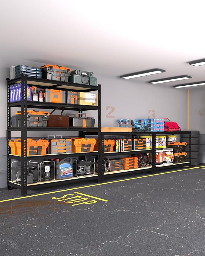 PrimeZone 5-Tier Garage Storage Shelves, Adjustable Metal Shelving, Heavy-Duty - Image 2