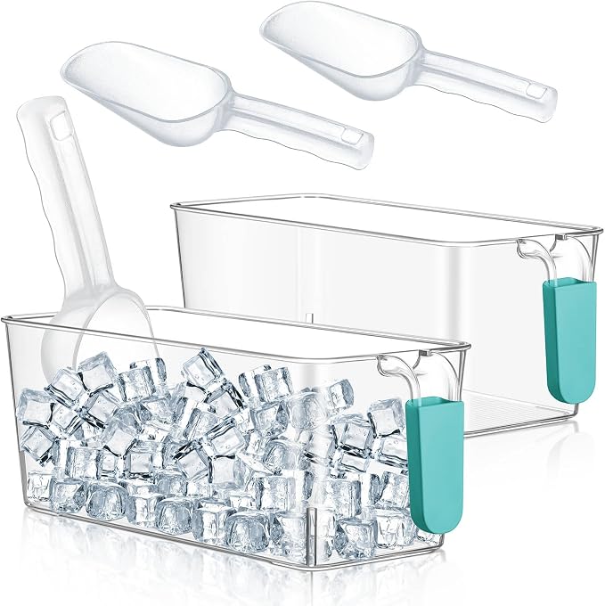 Havawish Ice Storage Bin and Flexible Scoop Set Plastic Freezer Bin by Havawish
