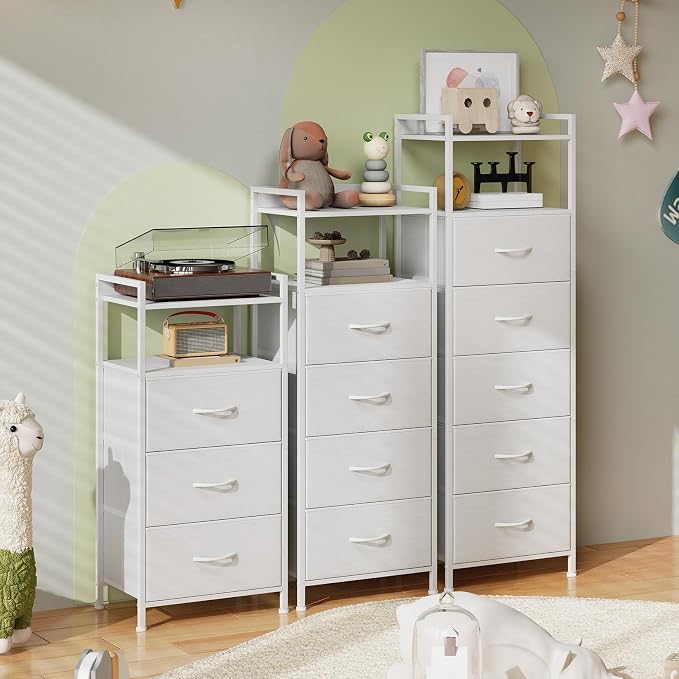 Somdot Nightstand with 3 Drawers, Fabric Dresser - Image 8