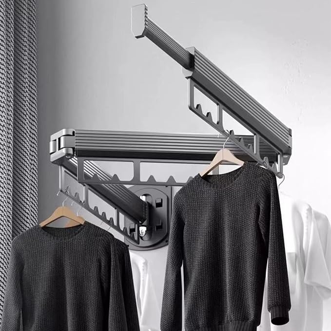 Wall Mounted Drying Rack, 220LB Capacity Tri-Fold Aluminum Clothes Airer - Image 8