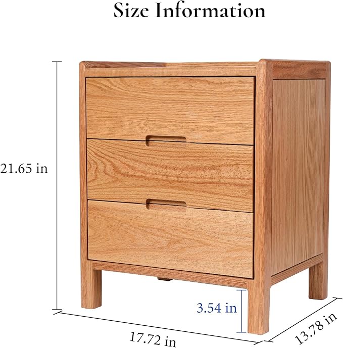 Nightstand, Solid Wood Small End Table w/3 Drawers, Modern Bedside Tables - Image 2