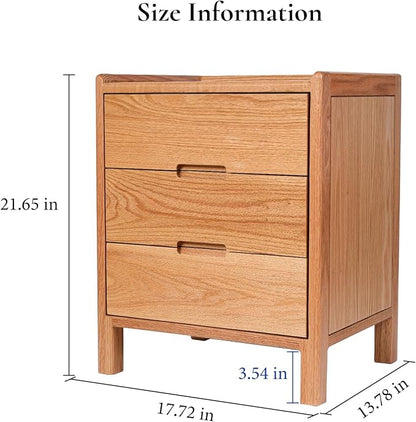 Nightstand, Solid Wood Small End Table w/3 Drawers, Modern Bedside Tables - Image 2